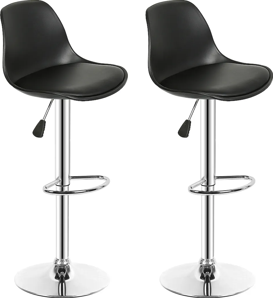 Chaise de Bar Pivotante 360° en Similicuir Noir avec Hauteur Réglable x2