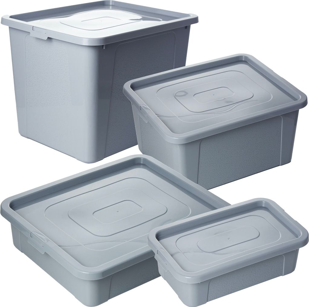 4X Aufbewahrungsbox Kunststoffbehälter Mit Deckel Multibox Produktbild 