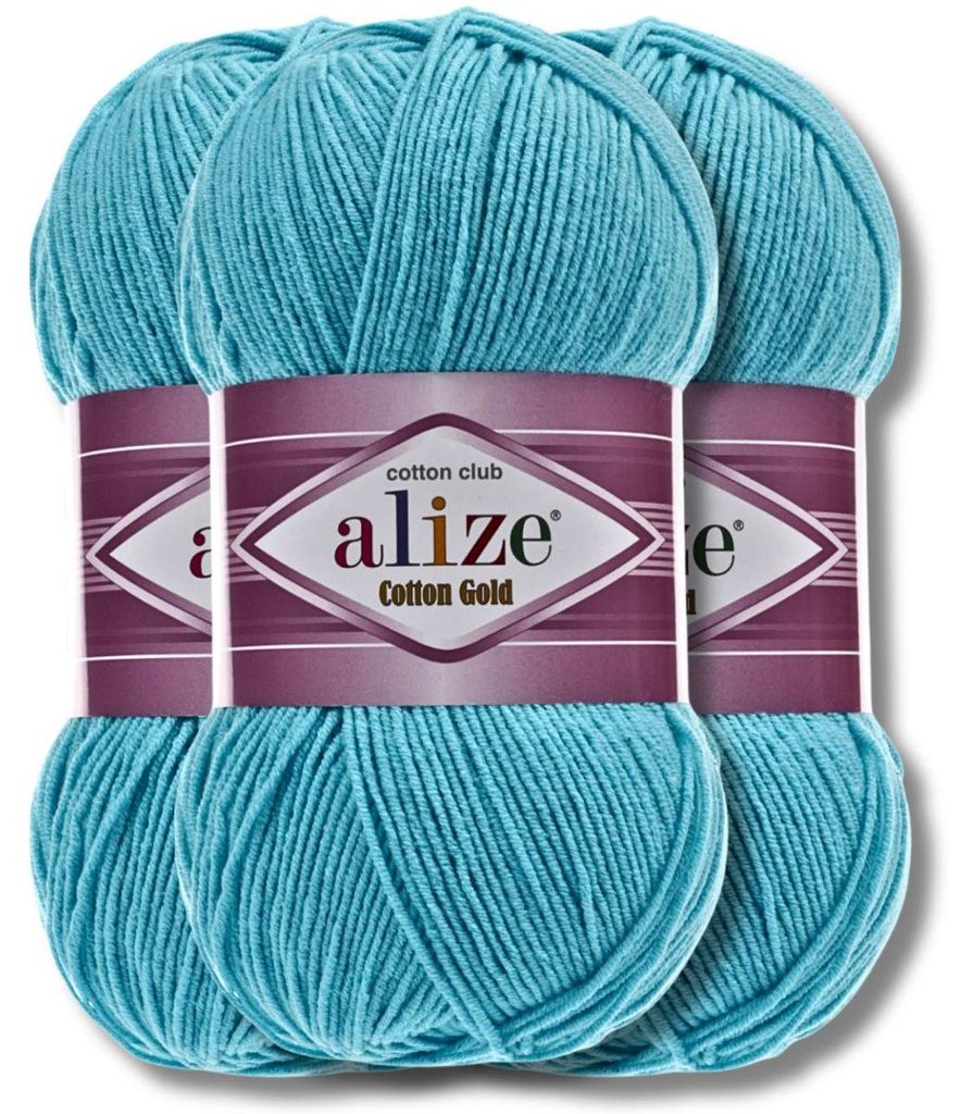 Alize 3x 100g Baumwolle Gold Wolle, Uni, Häkeln, Stricken (287)