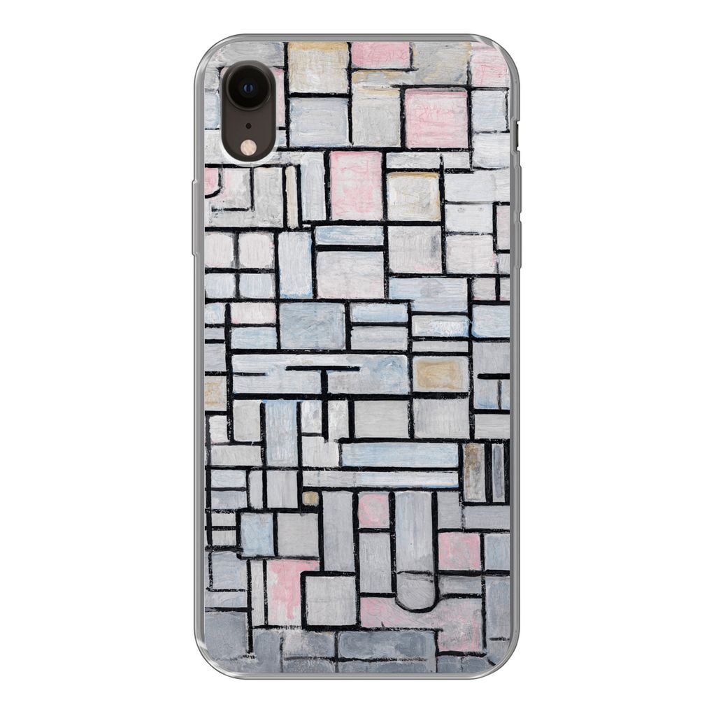 MuchoWow Handyhülle Schutzhülle Hülle für iPhone XR Komposition 6 - Mondrian - Kunst Silikon Softcase Handy Hülle - Schutzdeckel