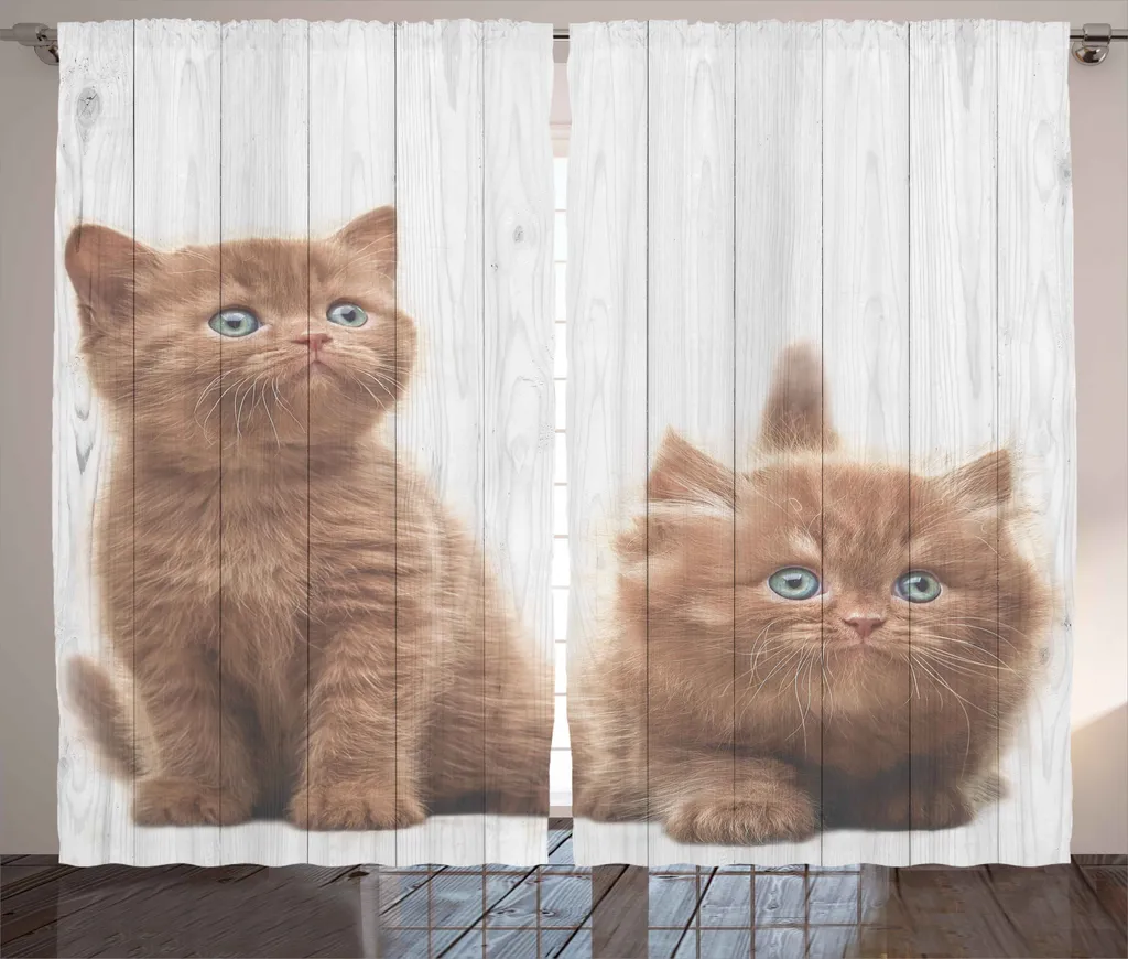 Grand rideau de salon occultant partiel chatons 280x225 cm prêt à poser