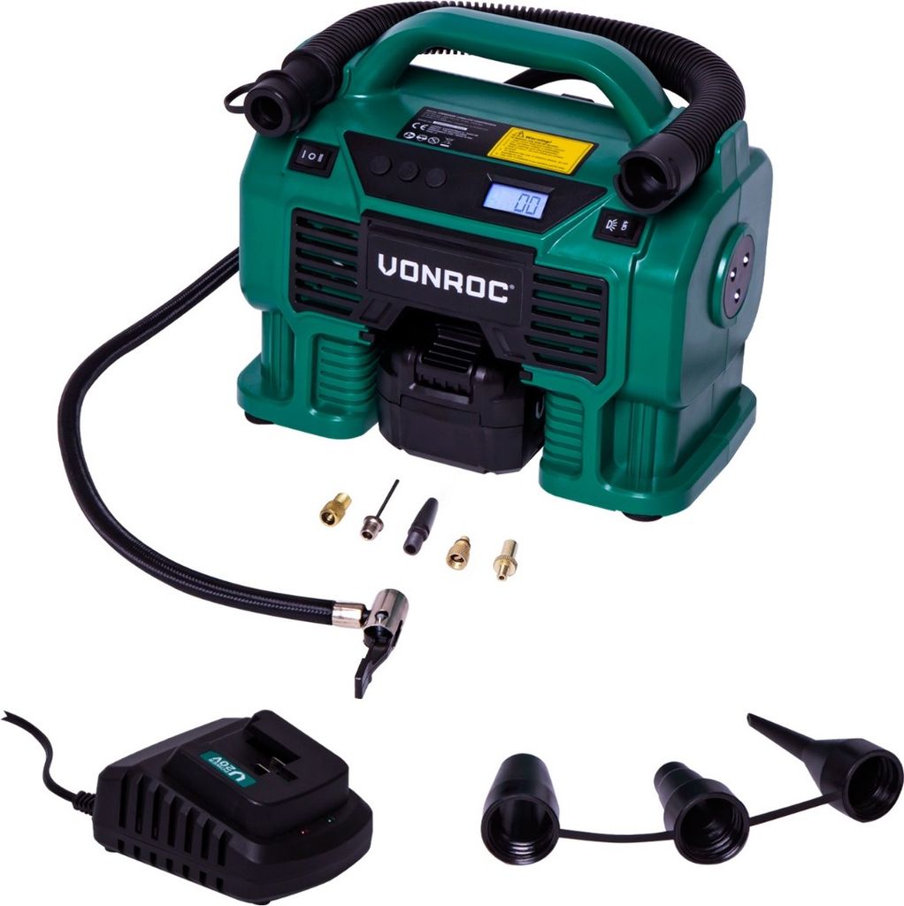 Vonroc Luftpumpe Kompressor - Akku, 20V, tragbar, Auto & Fahrrad