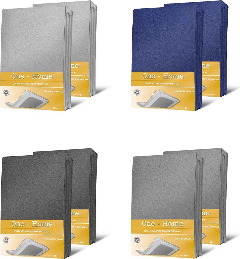 2er Pack Jersey meliert Spannbettlaken Spannbetttuch Bettlaken Melange Baumwolle, Farbe:dunkelblau, Größe:140x200 cm - 160x200 cm