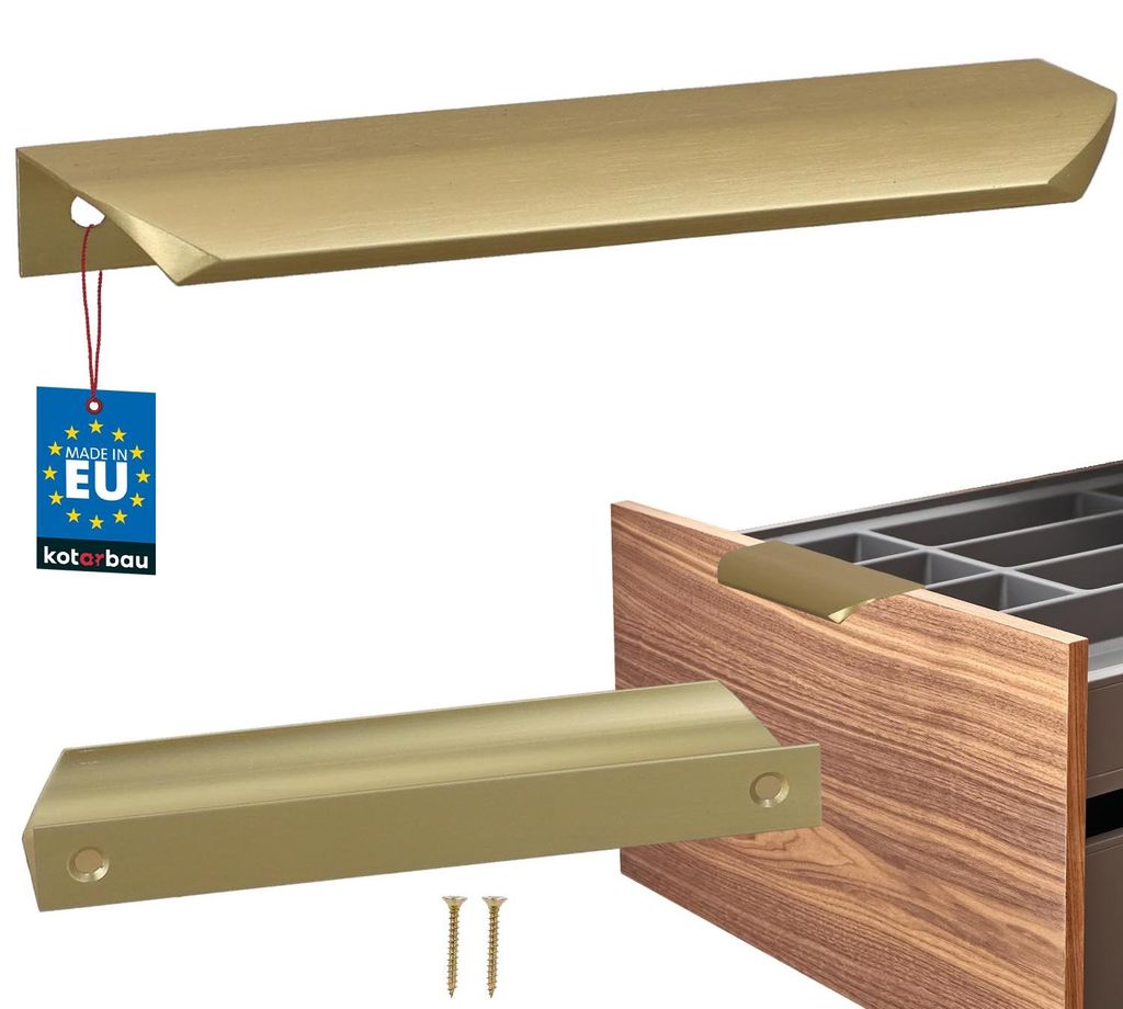 KOTARBAU Möbelgriff Schrankgriffe 148 mm Gold Matt ZnAl Hinterschraubgriffe Kantengriff Schubladengriffe Küche Modern