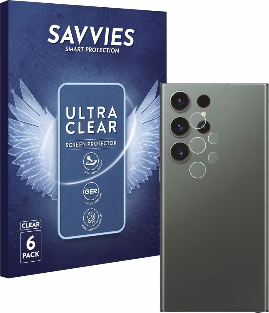 6x Für Samsung Galaxy S23 Ultra Enterprise Edition (NUR Kameraschutz) Schutzfolie Savvies Displayschutz Display Schutz Folie Klar Transparent
