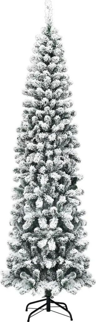 Grand Sapin Artificiel Slim 225 cm - Arbre de Noël Blanc Enneigé en PVC