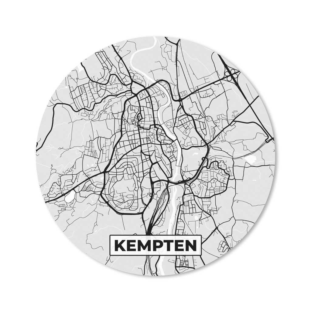 MuchoWow Mauspad Mousepad Stadtplan - Kempten - Karte - Deutschland 40x40 cm - Mousepads - Maus Mat - Pad - Mausunterlage - Schreibtisch Accessoires