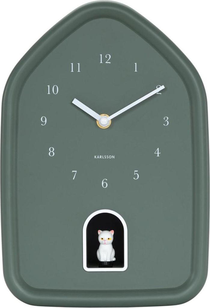 Karlsson - Wanduhr Modern Kitty - Grün - 29.1x20x29.1cm Produktbild 