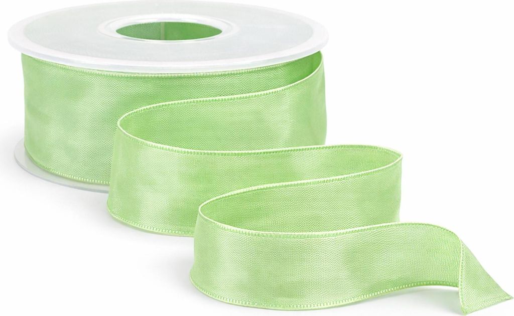25m Dekoband Taft Drahtkant B:40mm Taftband Schleifenband Geschenkband Satinband pastellgrün