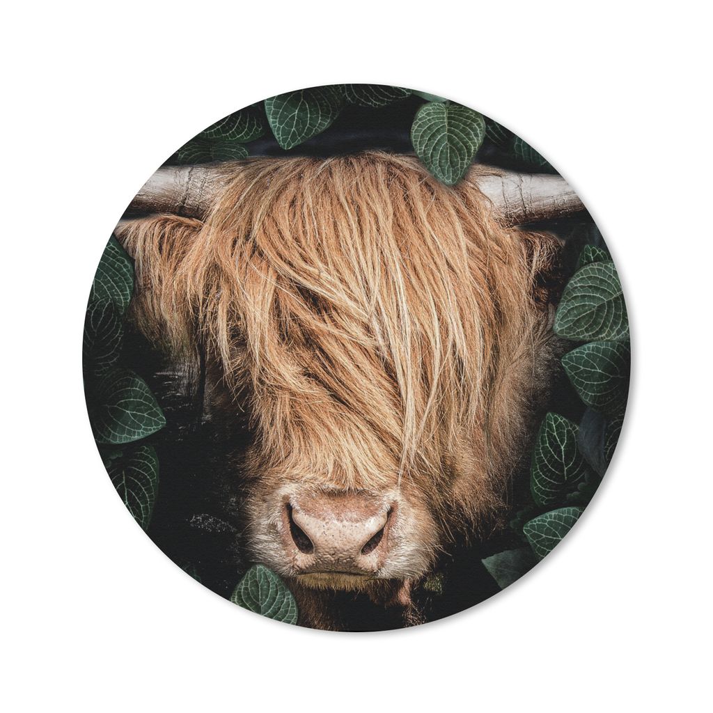 MuchoWow Mauspad Mousepad Schottischer Hochländer - Blättrig - Kuh 50x50 cm - Mousepads - Maus Mat - Pad - Mausunterlage - Vinyl