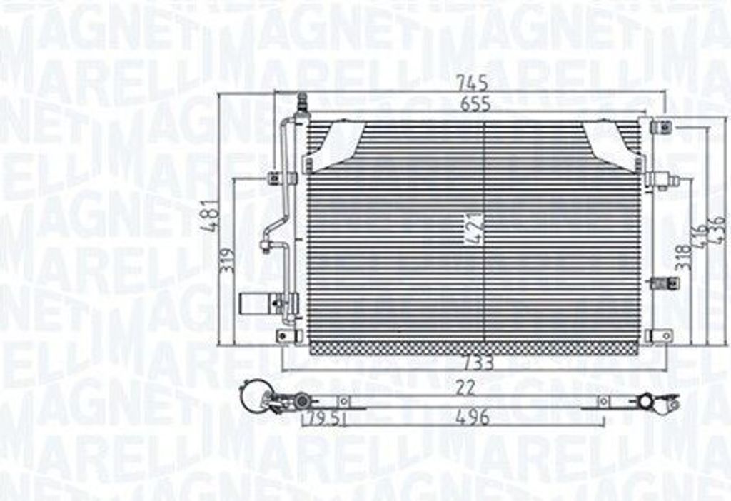 MAGNETI MARELLI 350203914000 Kondensator Klimaanlage Produktbild 
