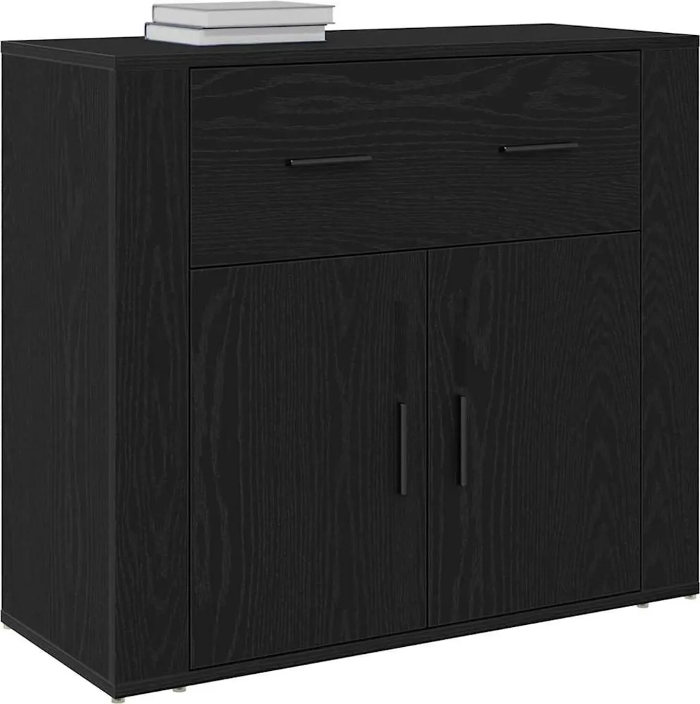 OFFERTA SYFAX™ Credenza Rovere Nero 80x33x70 - Mobile Multistrato