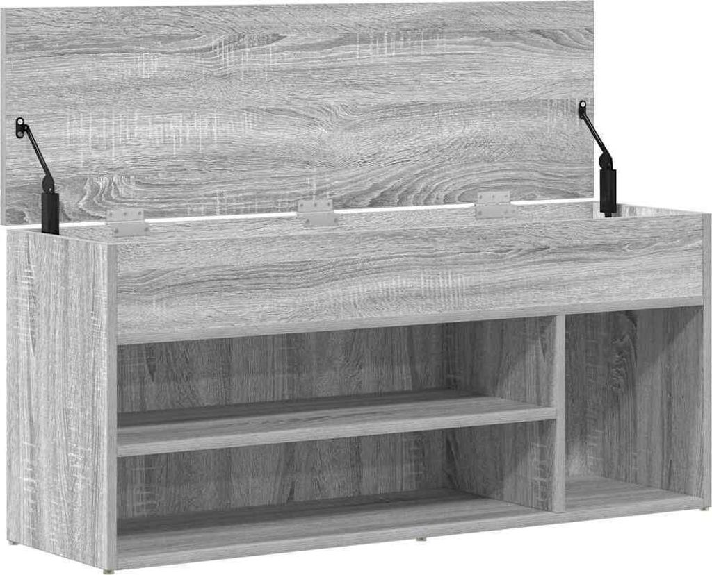 VidaXL Panca Porta Scarpe Bianca In Legno Multistrato – 2 Cassetti E 4 Ripiani, 102x35x55 Cm, Piedini In Ferro