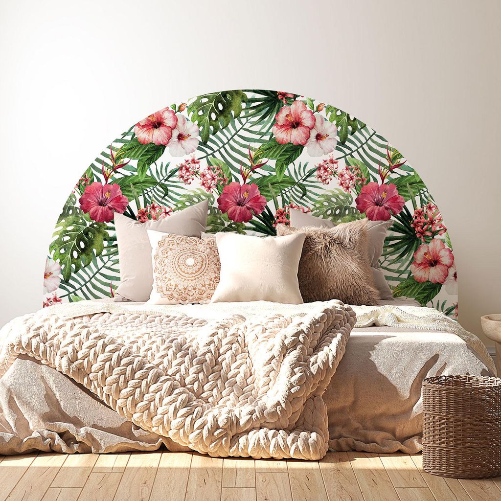 Kopfteil-Aufkleber – Blumen – MAT-Kleber – L 200 x H 130 cm – Ideal für Betten 160 cm