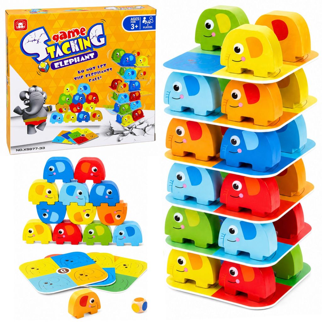 Elephant Tower Behendigheidsspel Balancerende Olifanten Productafbeelding 