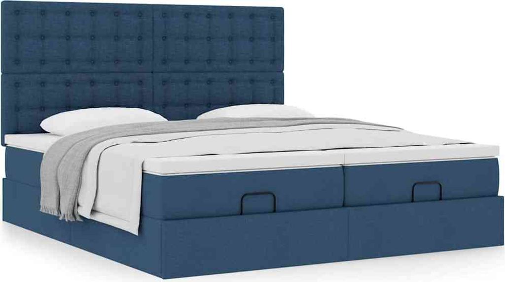 Maison Exclusive - Ottoman-Bett mit Matratzen Blau 200x200 cm Stoff