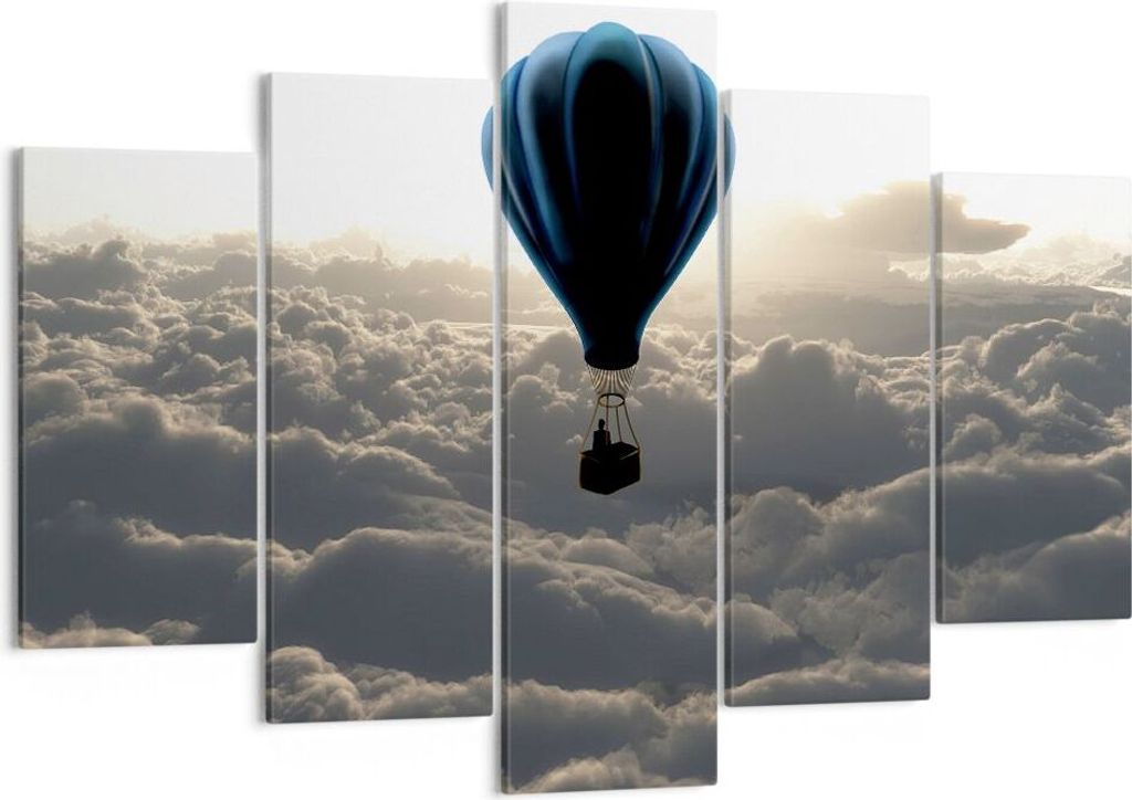 Bild auf Leinwand - Leinwandbild - Wolke Ballon Himmel - 150x100cm - Wand Bild - Wanddeko - Leinwanddruck - Bilder - Kunstdruck - Wanddekoration - ...