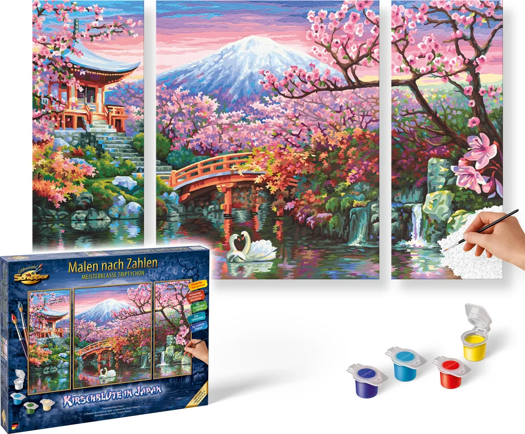 Peindre un Cerisier du Japon facilement : Kit Triptyque par Numéros Pro