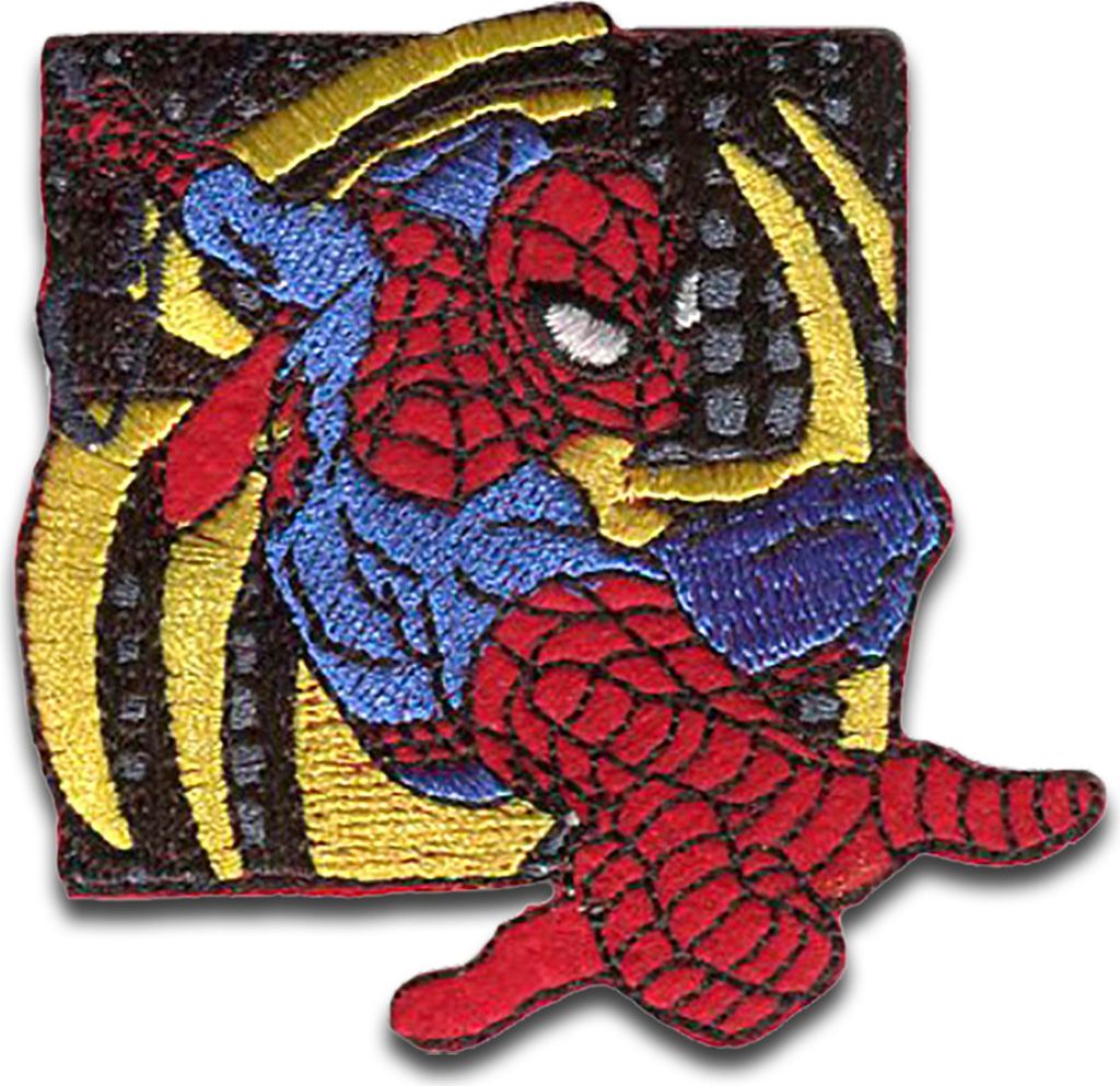 Marvel Spiderman Comic Netz - Aufnäher, Bügelbild, Aufbügler, Applikationen, Patches, Flicken, Zum Aufbügeln, Größe: 6,5 x 6,6 cm