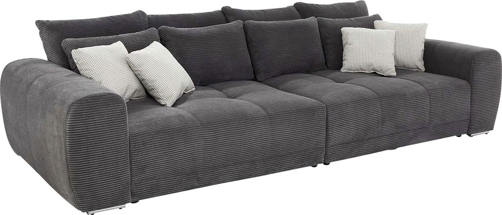 Bigsofa - Grau - Cord - mit 12 Kissen