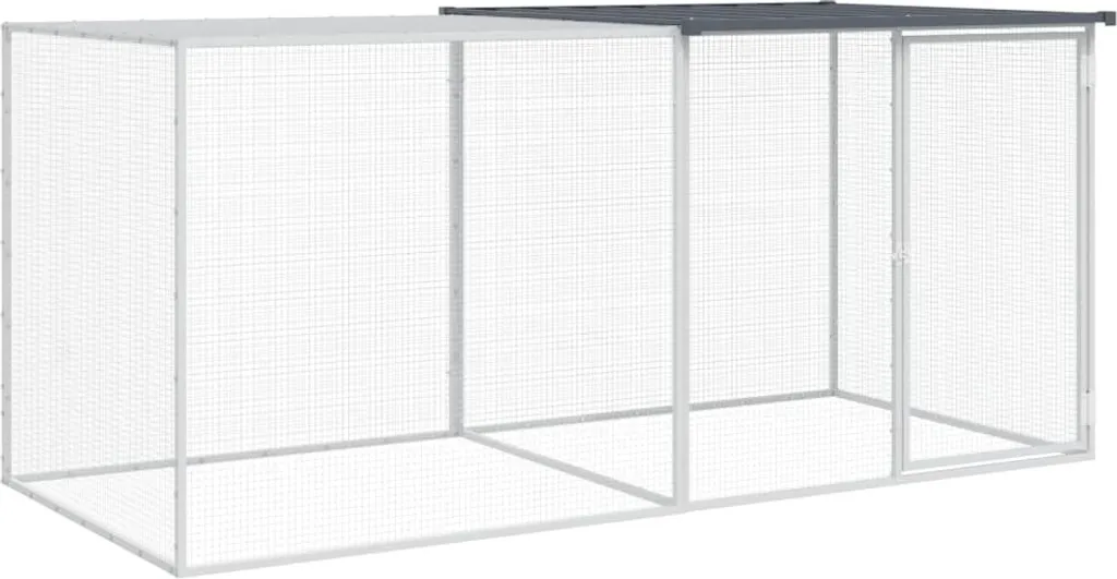 Recinto Esterno per Galline 203x98x90 cm vidaXL in Acciaio e Tetto