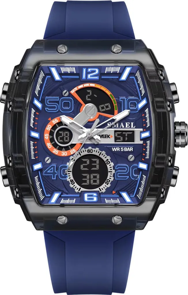 Montre de Sport Numérique SMAEL EM-38673 pour Homme - Design Noir