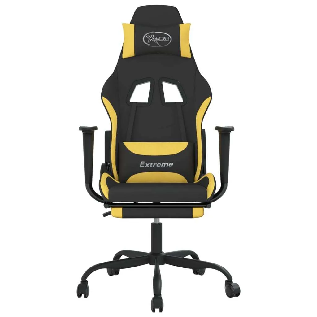 Sedia Gaming The Living Store: Massaggio e Poggiapiedi (Tessuto Giallo) - 3