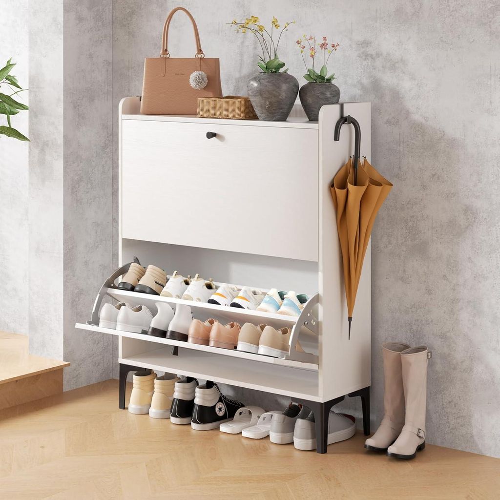 Dripex Schuhschrank mit 2 klappbaren Schubladen, schmales Produktbild 