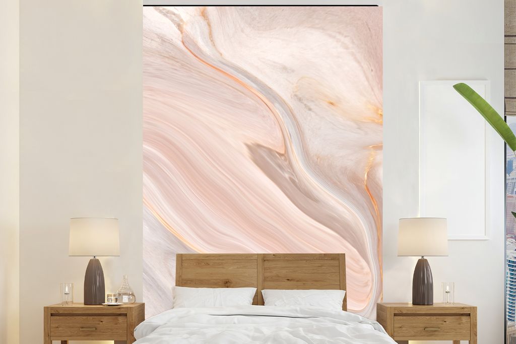 MuchoWow Fototapete für Wohnzimmer oder Schlafzimmer Wandtapete Vinyl Motivtapete Marmor - Muster - Pastell - Abstrakt - Marmoroptik - Luxe - 14...