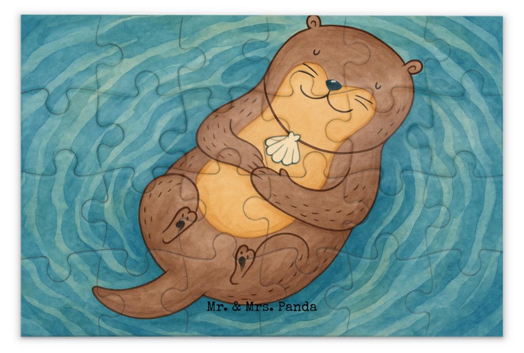Mr. & Mrs. Panda Puzzle Otter Muschel Design 24 Teile - Weiß - Geschenk, 1500, Motivation, Seeotter, 2000, Träumen, Niedlich, 500, Puzzlespiel, L...