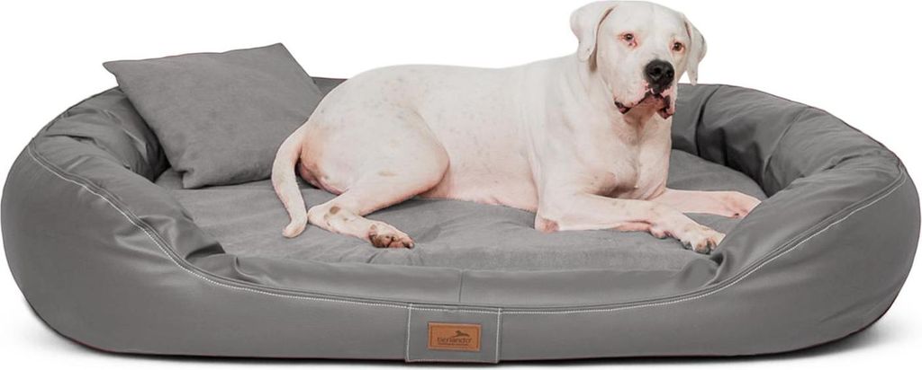 Orthopädisches Hundebett LENNART VIP VISCO PLUS Kunstleder und Velours - Größe: 100x85cm | Farbe: 06 Grau
