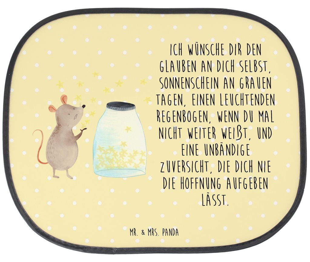 Mr. & Mrs. Panda Auto Sonnenschutz Maus Sterne - Gelb Pastell - Geschenk, Hoffnung, Lustige Sprüche, Geburt, Kindergeburtstag, Scheibenschutz, Geb...