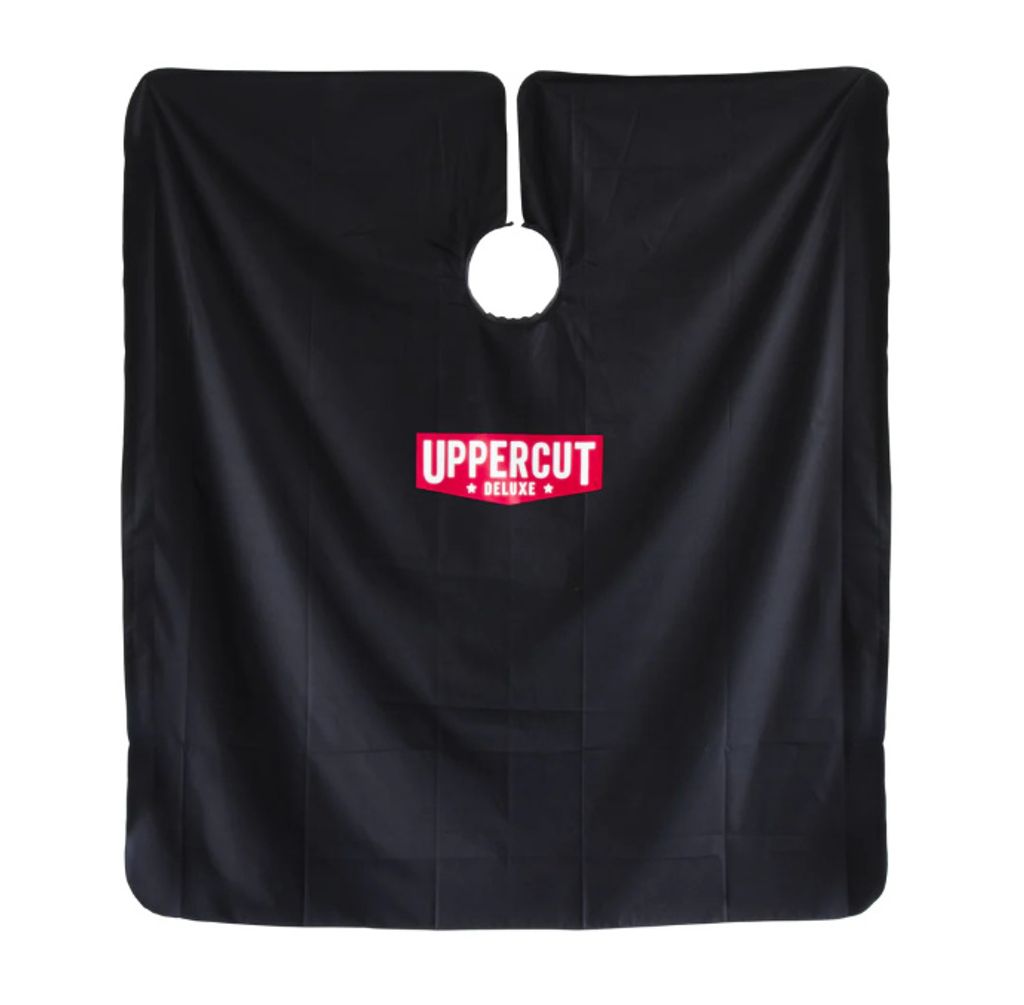 Uppercut Deluxe Friseurumhang | Haarschneide Cape für Herren | Wasserabweisend | Mit Druckknöpfen | 143 x 128 cm | Schwarz | Barber Cape aus Poly...