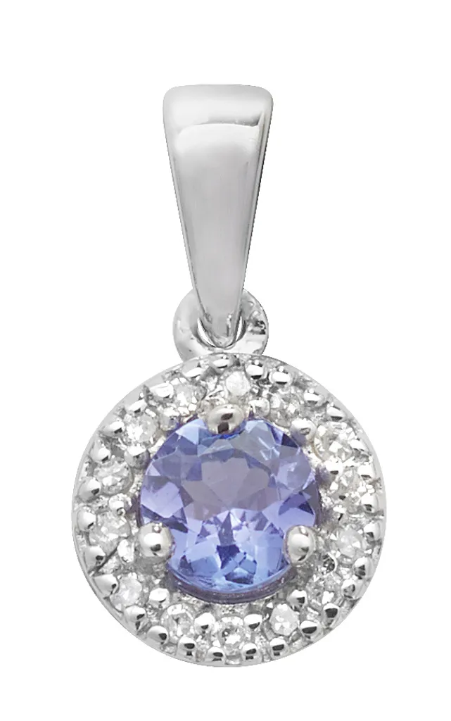Cadeau Bijou Pendentif Or Blanc Tanzanite et Diamant pour Femme