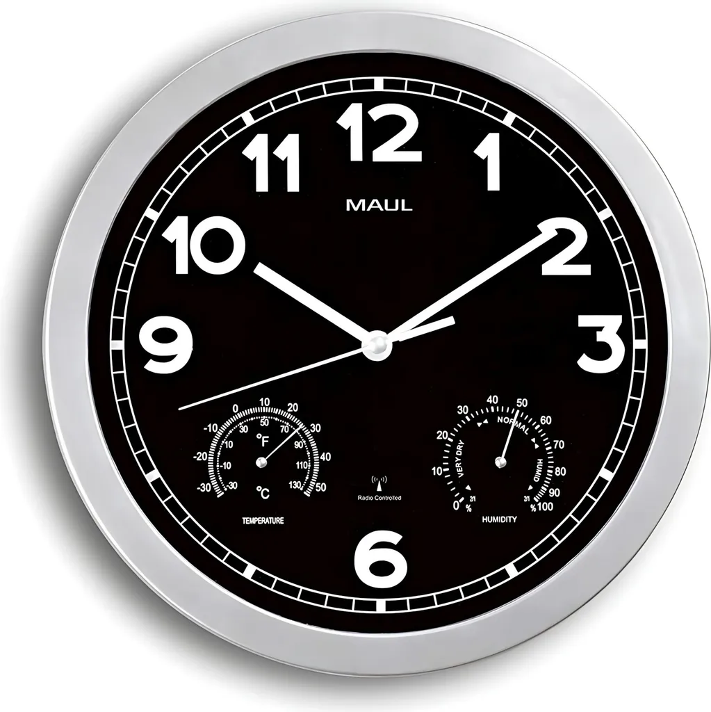 Horloge murale MAULdrive Ø 30 cm radiocommandée argentée précise MAUL