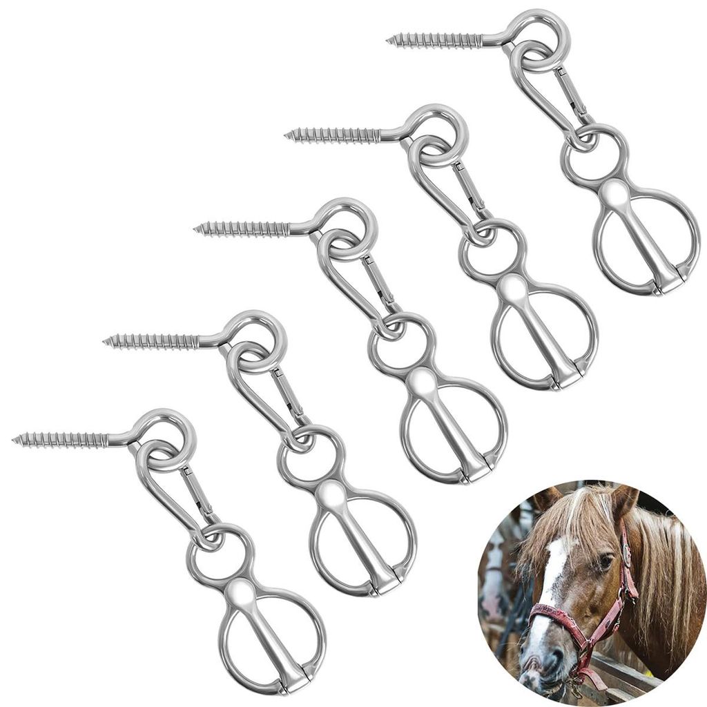 5 Stück Pferde-Blocker, Pferde-Tack und Zubehör, Pferde-Rakeling-Ausrüstung, Pferde-Sicherheitszubehör mit Augenschraube, Kreuzbinderinge für ...