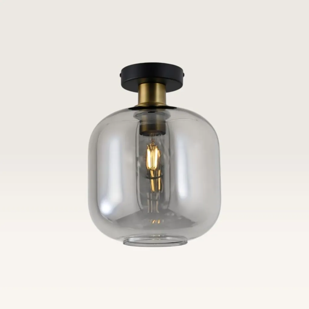 Suspension E27 Verre Fumé Noir avec Éclairage LED 6W IP20 Design Moderne