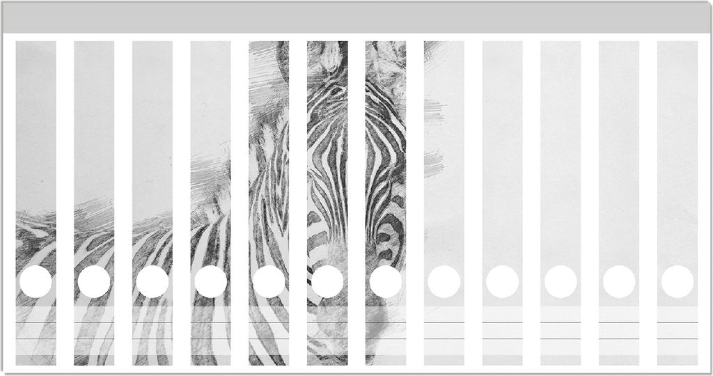 Wallario Ordnerrücken Sticker, selbstklebend für schmale Ordner, 12 Stück, Motiv Zebra in schwarz weiß - Bleistift Zeichnung
