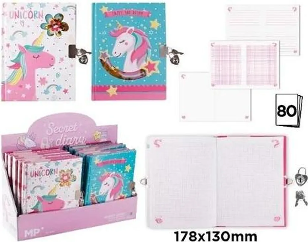 Diario Segreto Unicorno MIX 178x130mm | Idea Regalo Compleanno Bambina