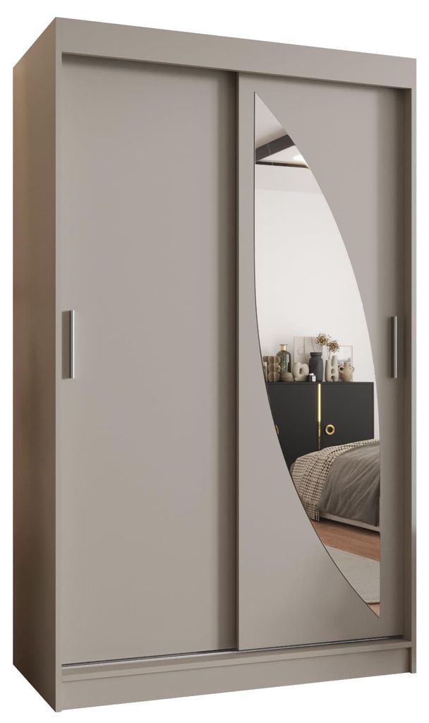 Kryspol - Kleiderschrank mit Spiegel, 120 cmx200x62cm, 2 Tür, MILO 120, Kaschmir
