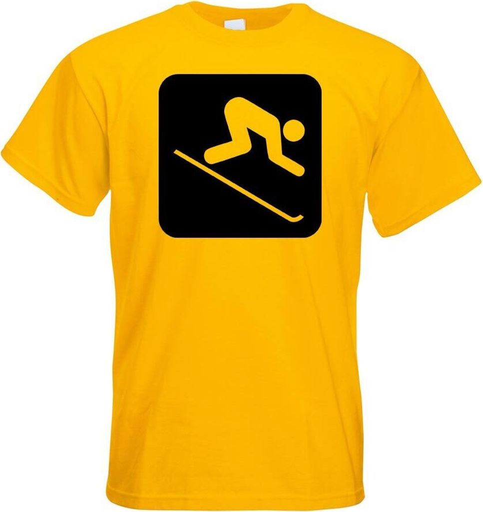 Kiwistar - T-Shirt - gelb - Piste Abfahrt Piktogramme Herren Funshirt Bedruckt Design Sprüche Spruch Motive - mit Motiv Bedruckt - Funshirt Design...