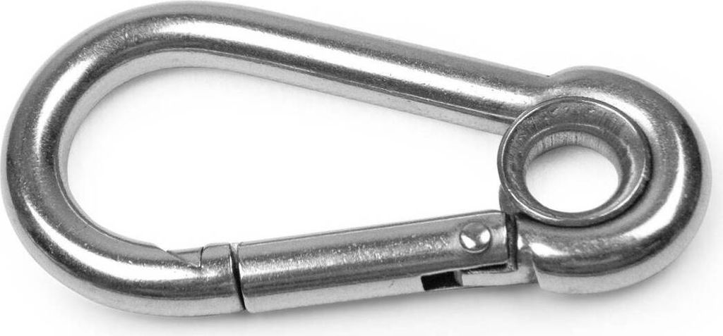 Karabinerhaken mit Öse 4 x 40mm, aus rostfreiem Edelstahl, Bruchlast 200 kg