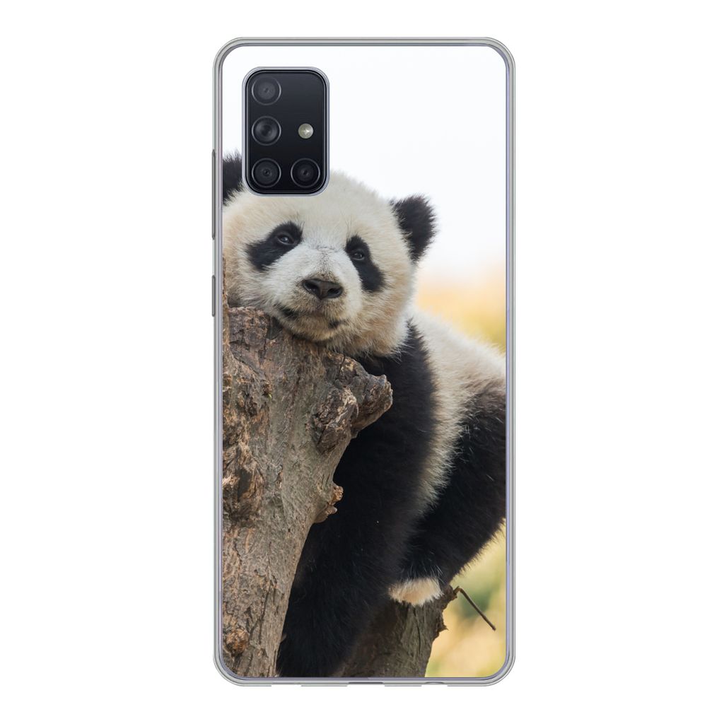 MuchoWow Handyhülle Schutzhülle Hülle für Samsung Galaxy A71 Panda - Baum - Licht Silikon Softcase Handy Hülle - Kartenbesitzer