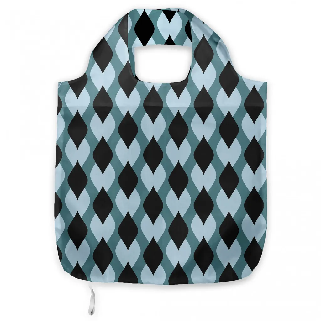 Borsa Spesa ABAKUHAUS Lavabile: Shopper Robusta Foglie Blu Nero