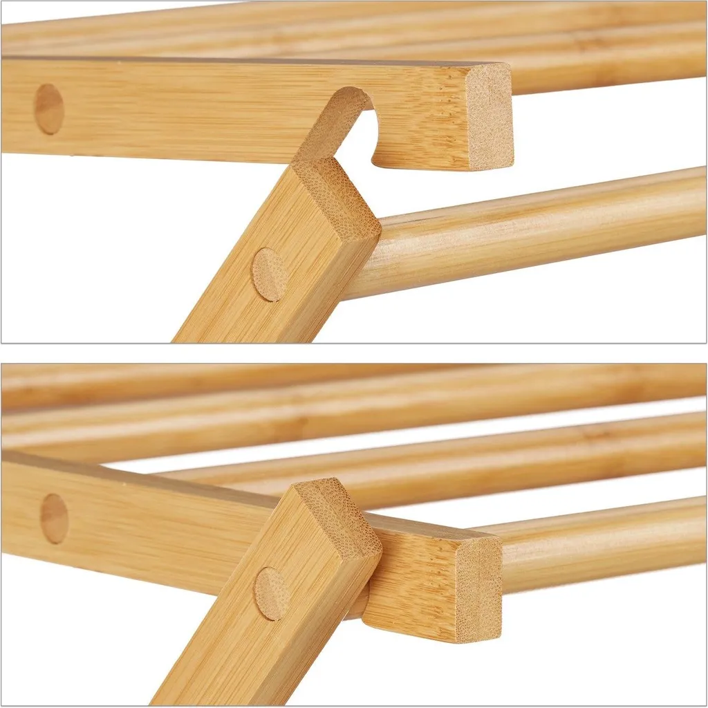 Porte-serviettes extensible en bambou naturel - Support linge ajustable
