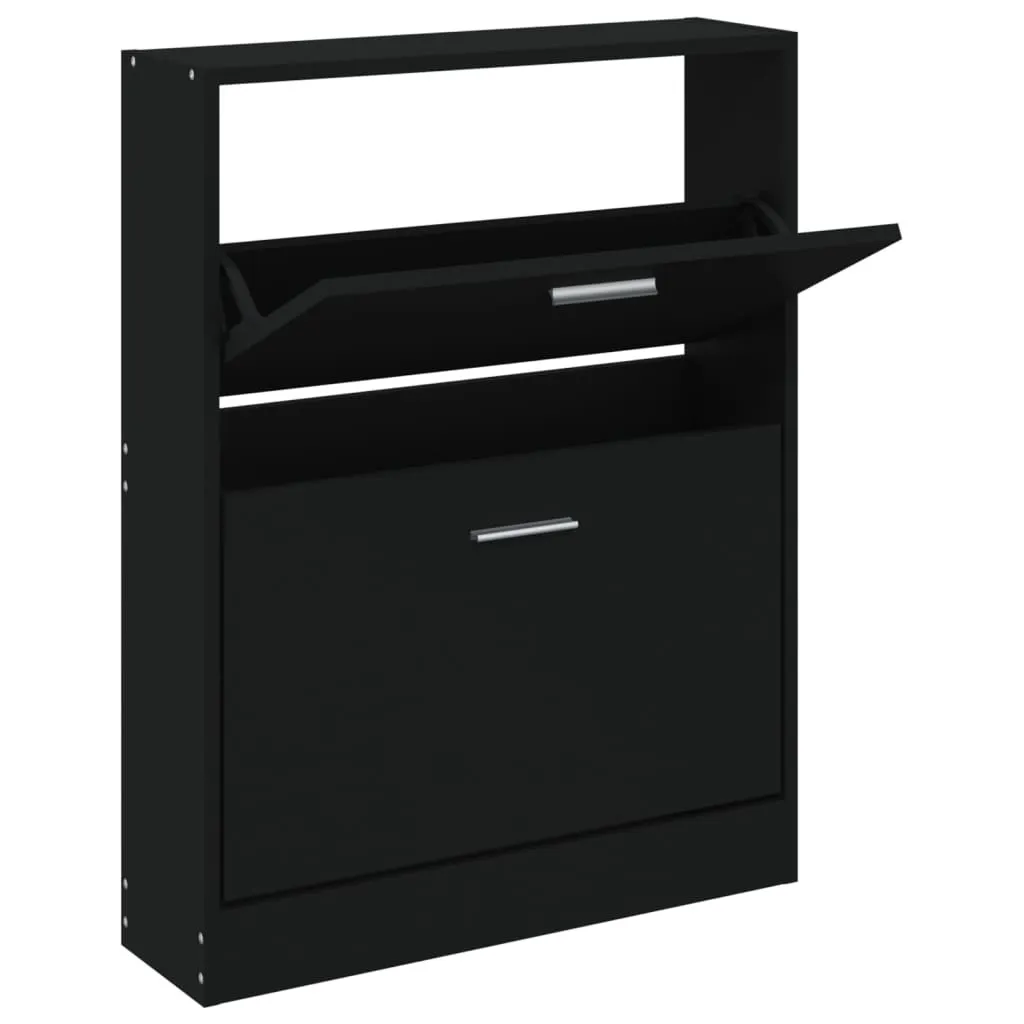 Scarpiera Nera Economica 59x17x81 cm | Mobile Legno per Piccoli Spazi
