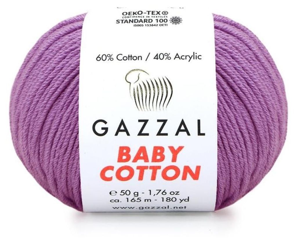 Wolle Gazzal Baby Baumwolle 3414 - jasny fiolet - Stricken Produktbild 