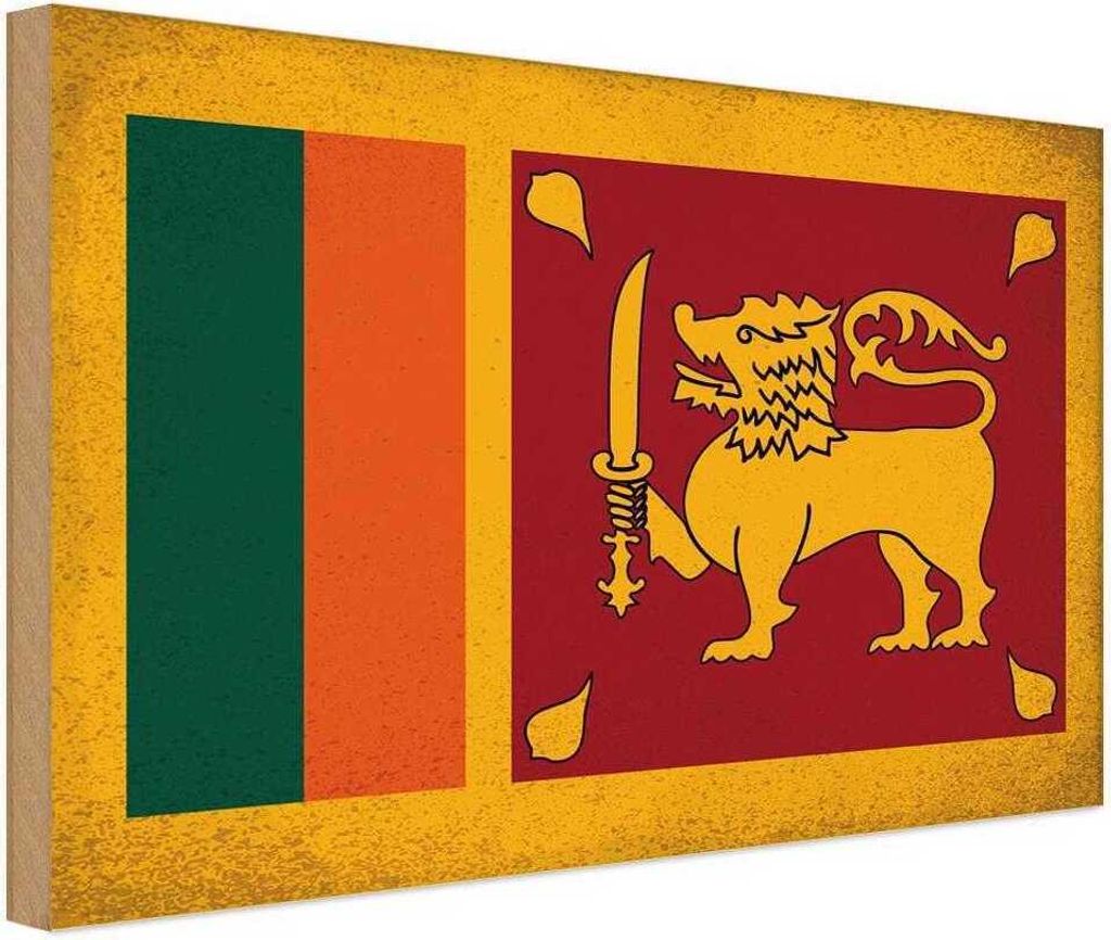 vianmo Holzschild 20x30 cm Sri Lanka Vintage Flagge Abenteuer Reisen