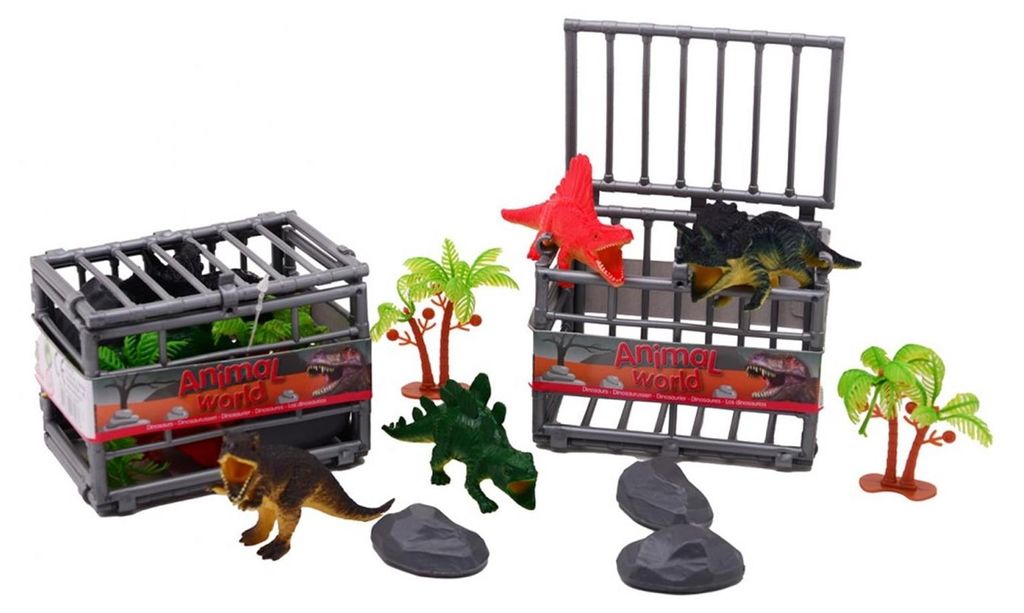 Johntoy John Spielzeugdinosaurier im Käfig 10 Stück