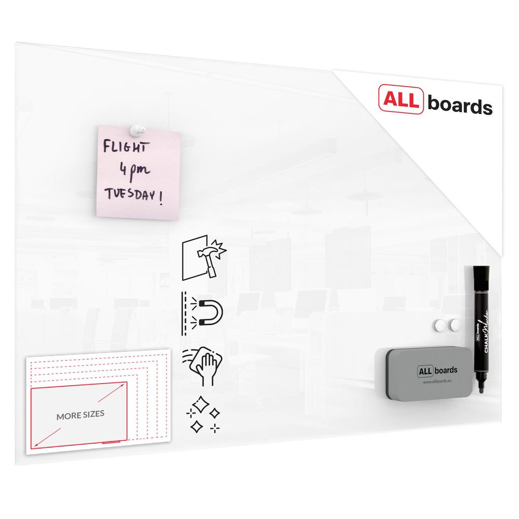 Glasboard - Premium SUPERWHITE Perlweiß 60x40cm
